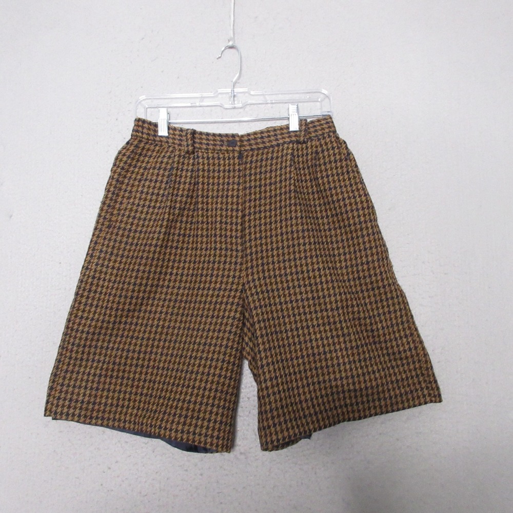 Vintage Casual Corner Bermuda Shorts Plaid Wool Blend Pleated Preppy Parisian